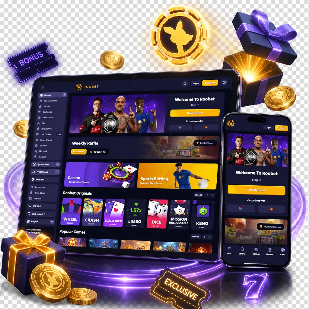 Roobet Canada registration bonus: deposit match welcome offer for new players to use on sportsbook and casino games