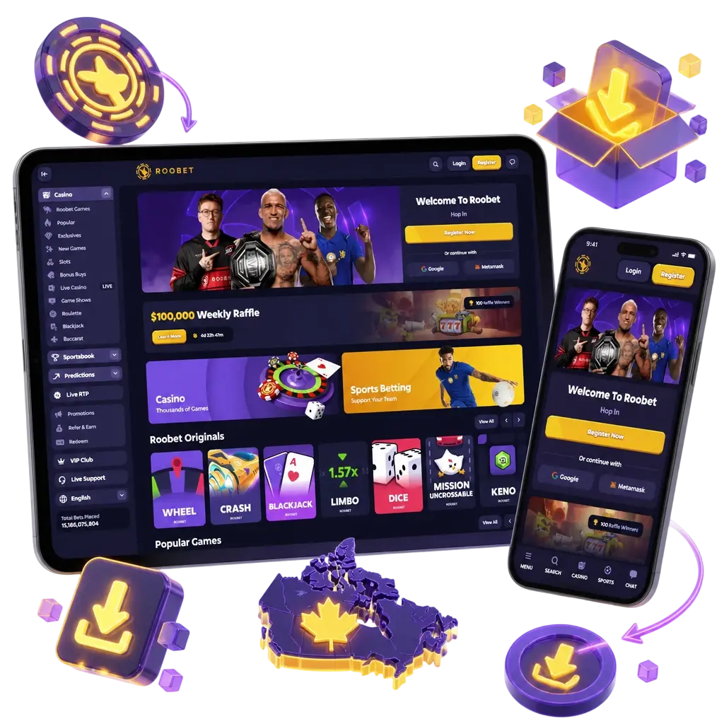 Roobet Android app download screen showing secure installation steps for mobile betting.