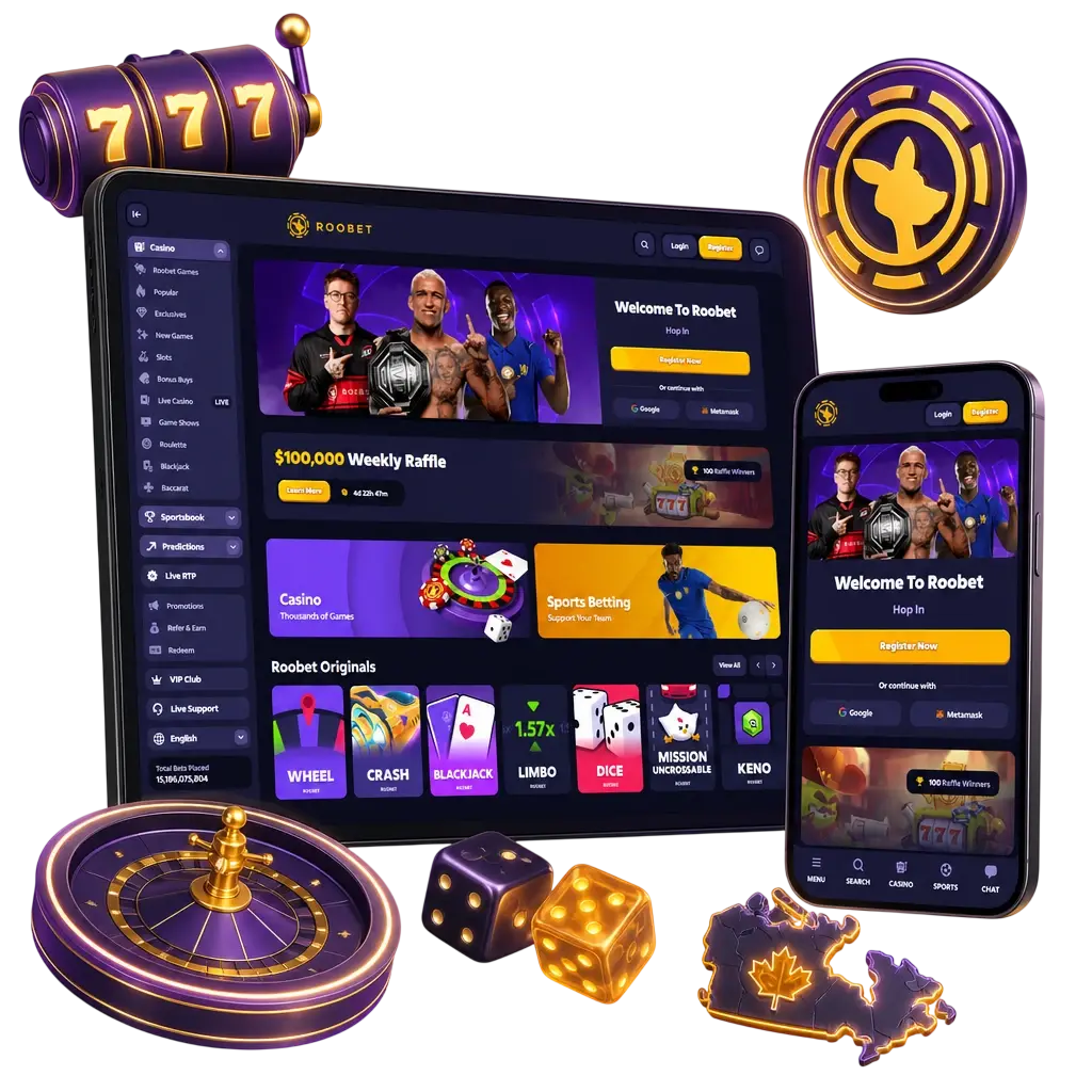 Roobet Casino app section showing filterable game categories like slots, jackpots, live dealer, and crash games